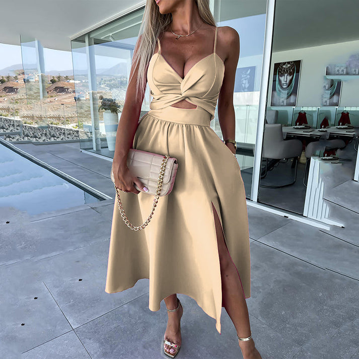 MORAYSER - VESTIDO CON TIRANTES Y ABERTURA