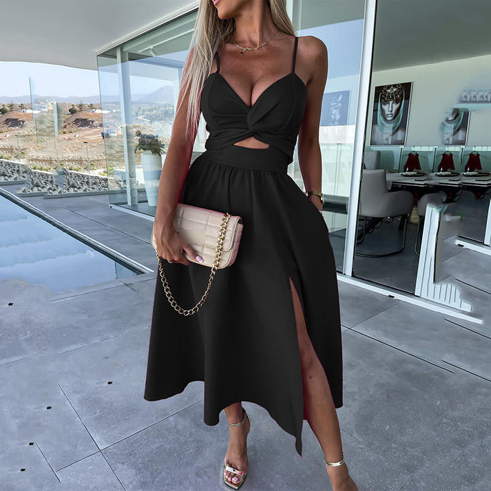 MORAYSER - VESTIDO CON TIRANTES Y ABERTURA
