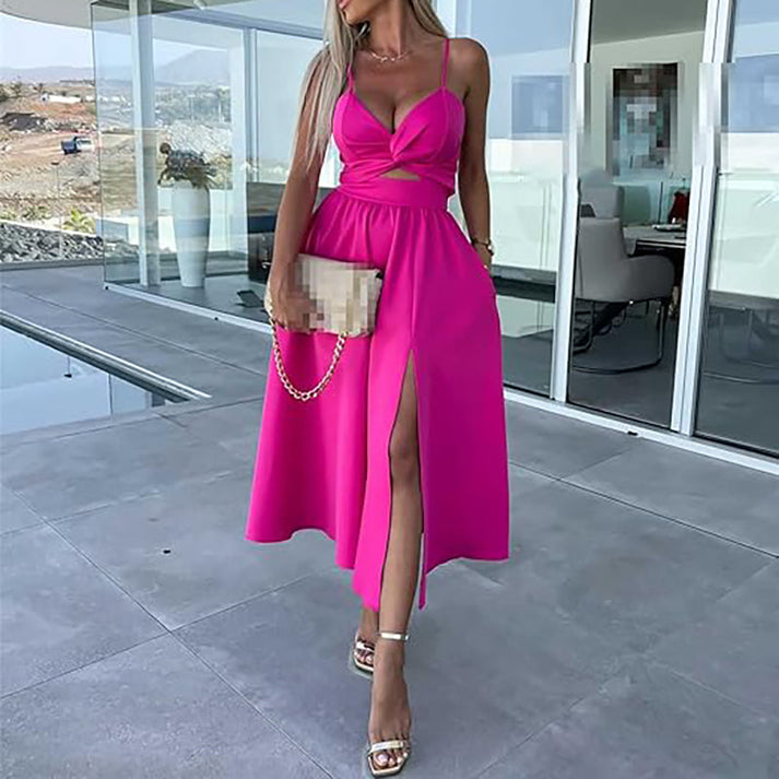 MORAYSER - VESTIDO CON TIRANTES Y ABERTURA