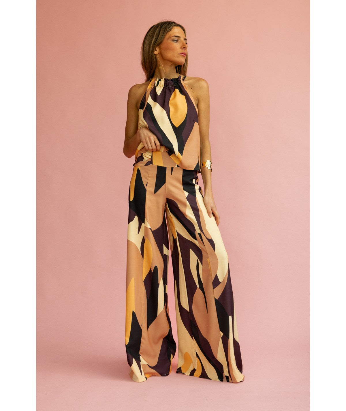 BERNARDA - CONJUNTO DE TOP HALTER Y PANTALÓN PALAZZO