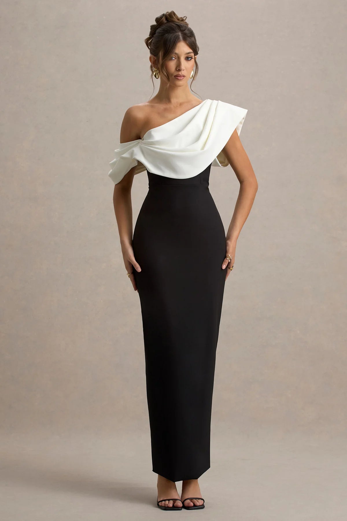 EVA - VESTIDO LARGO ASIMÉTRICO CON DRAPEADO