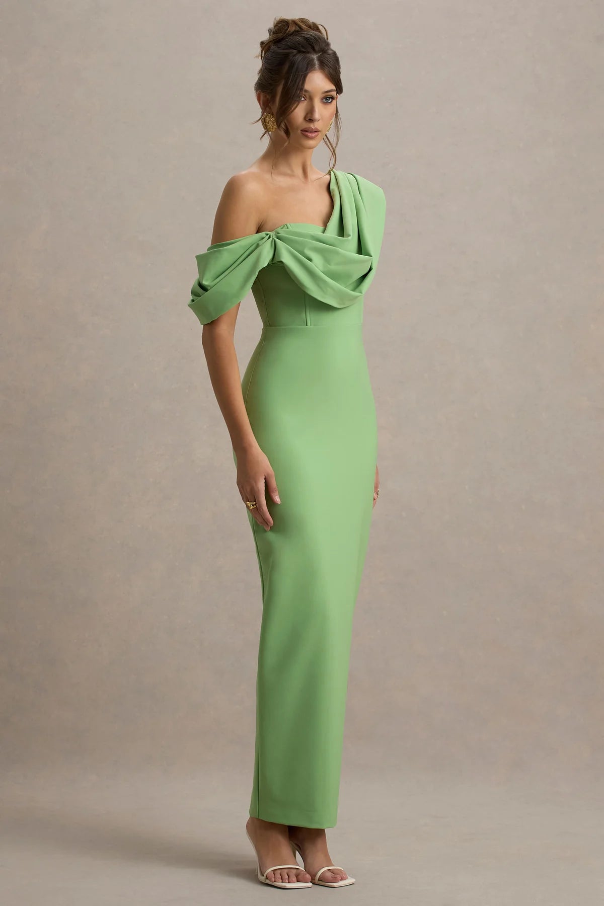 EVA - VESTIDO LARGO ASIMÉTRICO CON DRAPEADO