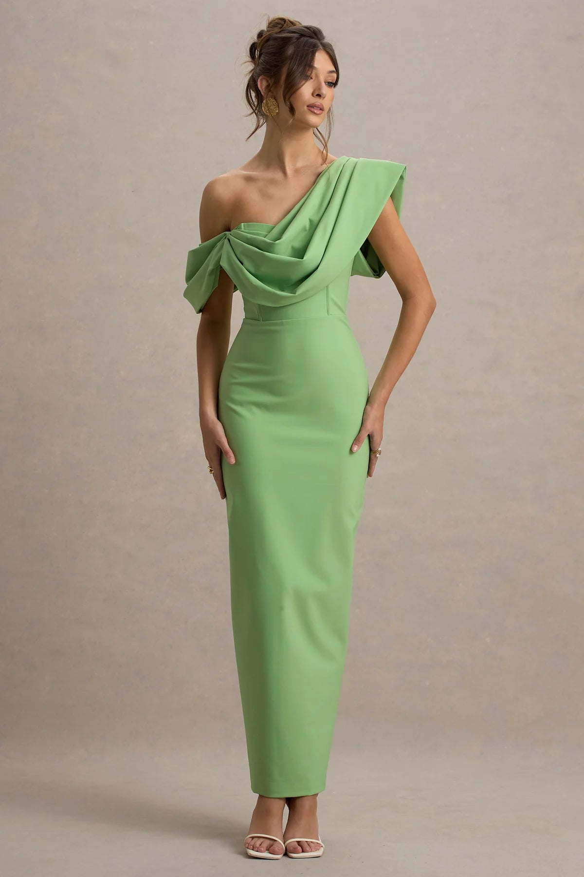 EVA - VESTIDO LARGO ASIMÉTRICO CON DRAPEADO