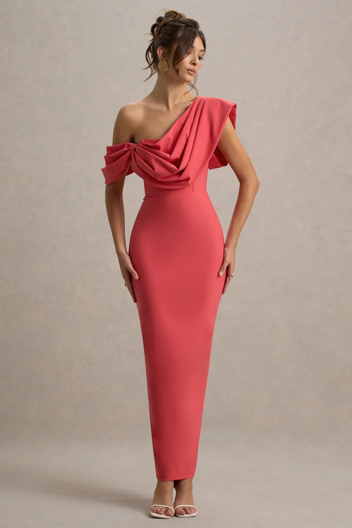 EVA - VESTIDO LARGO ASIMÉTRICO CON DRAPEADO