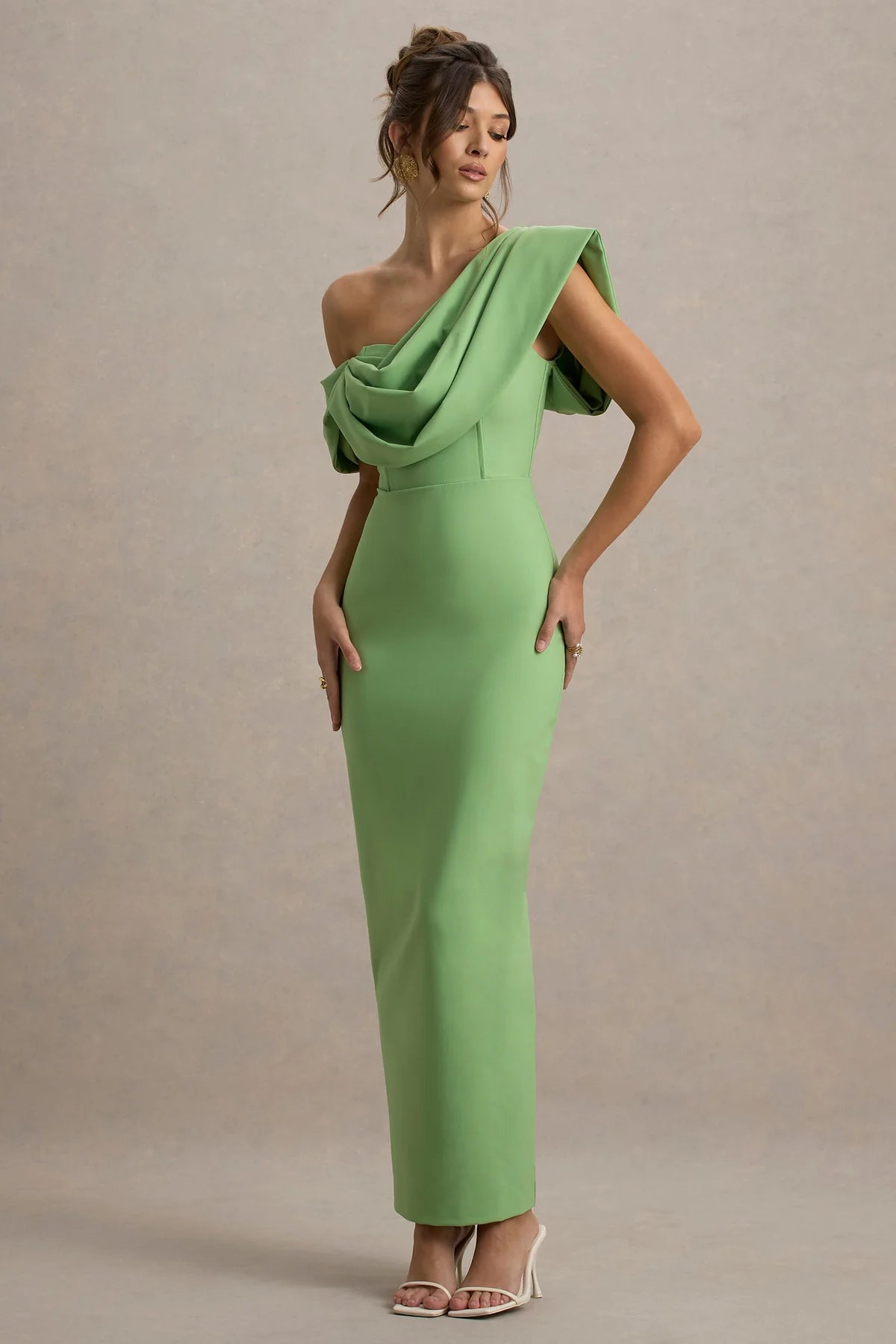 EVA - VESTIDO LARGO ASIMÉTRICO CON DRAPEADO
