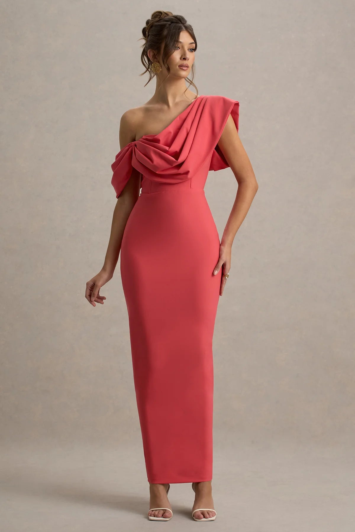 EVA - VESTIDO LARGO ASIMÉTRICO CON DRAPEADO