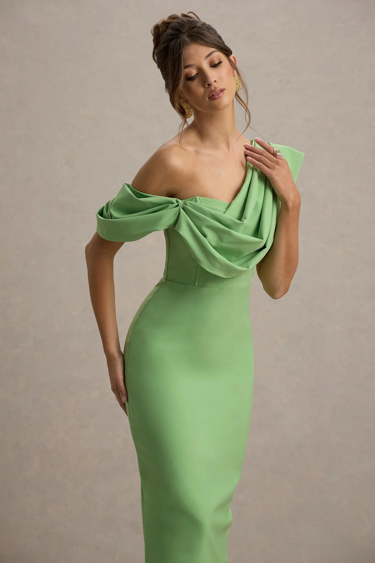EVA - VESTIDO LARGO ASIMÉTRICO CON DRAPEADO