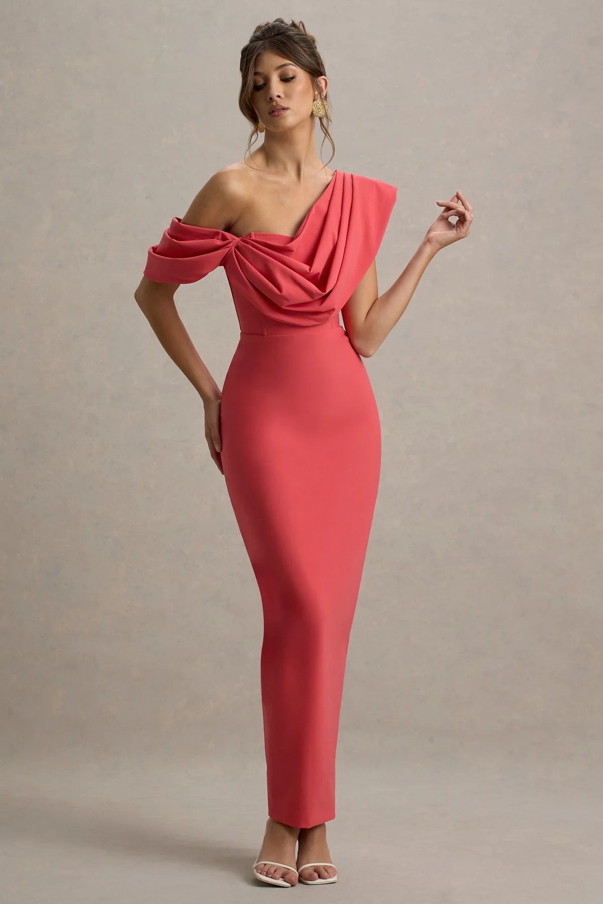 EVA - VESTIDO LARGO ASIMÉTRICO CON DRAPEADO