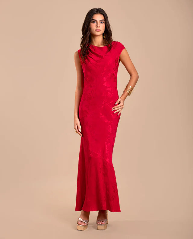PATRICIA - VESTIDO LARGO DE JACQUARD SATINADO