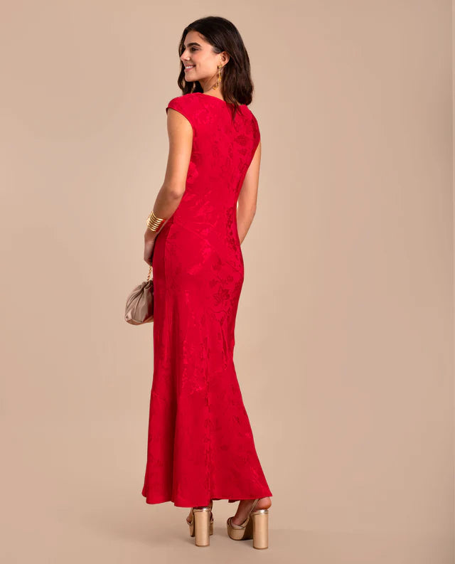 PATRICIA - VESTIDO LARGO DE JACQUARD SATINADO