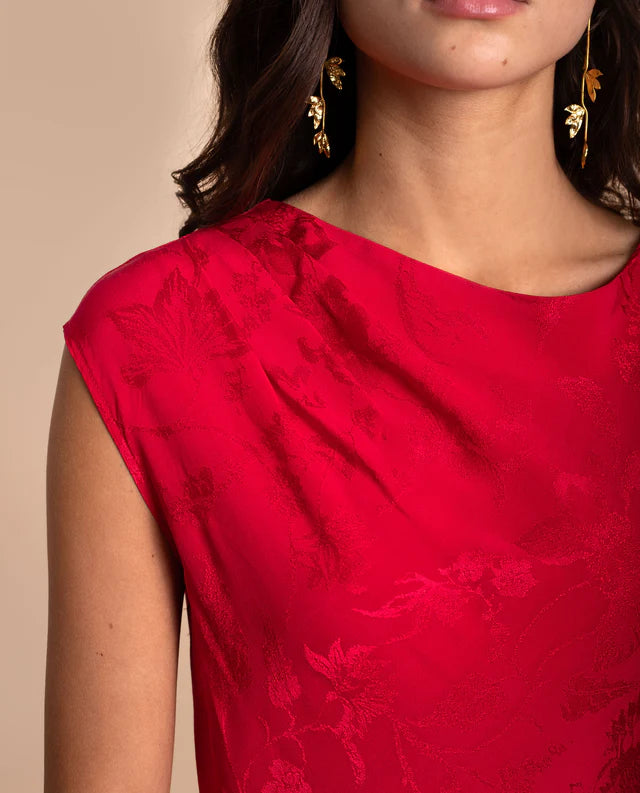 PATRICIA - VESTIDO LARGO DE JACQUARD SATINADO