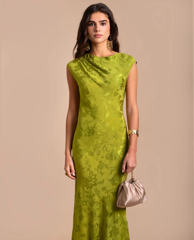 PATRICIA - VESTIDO LARGO DE JACQUARD SATINADO