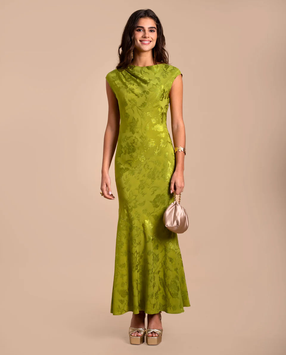 PATRICIA - VESTIDO LARGO DE JACQUARD SATINADO