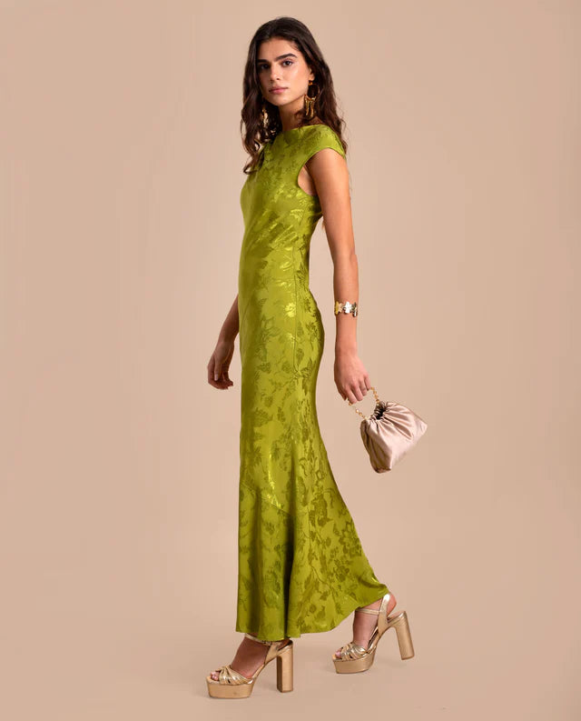 PATRICIA - VESTIDO LARGO DE JACQUARD SATINADO
