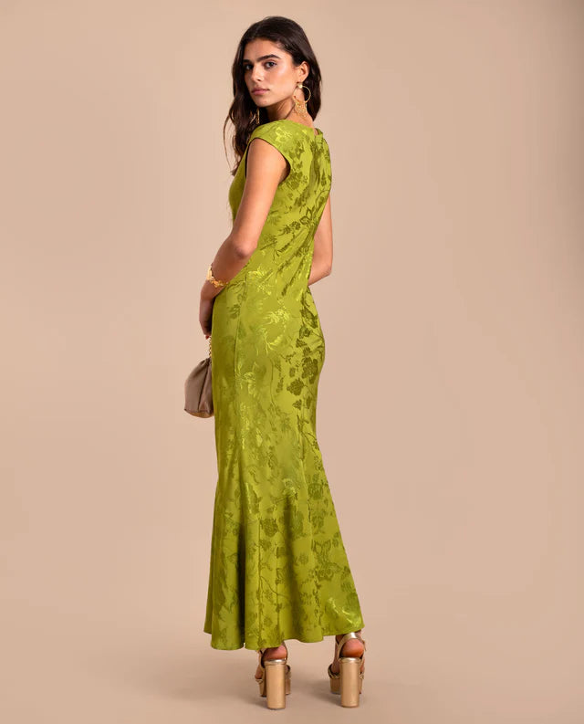 PATRICIA - VESTIDO LARGO DE JACQUARD SATINADO