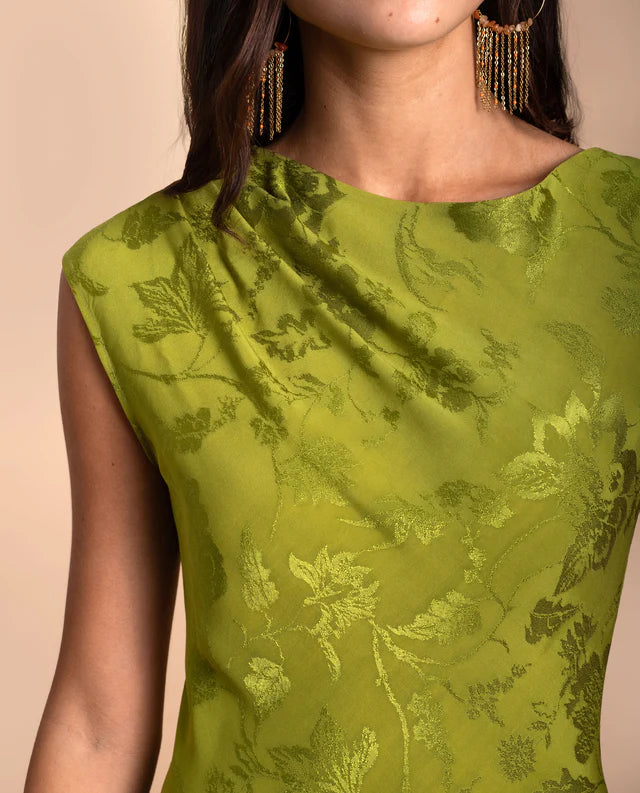 PATRICIA - VESTIDO LARGO DE JACQUARD SATINADO