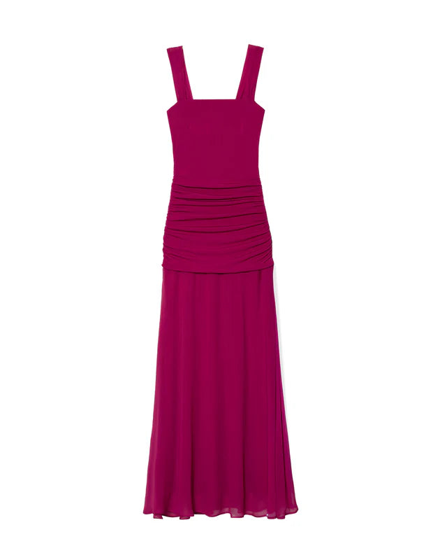 MARIÁNGELES - VESTIDO MIDI CON CUERPO FRUNCIDO