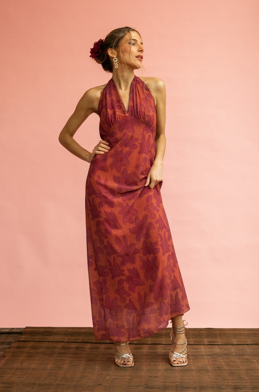 CASILDA - VESTIDO HALTER ESTAMPADO