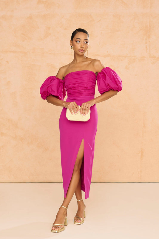 APOLONIA - VESTIDO CON MANGAS ABULLONADAS